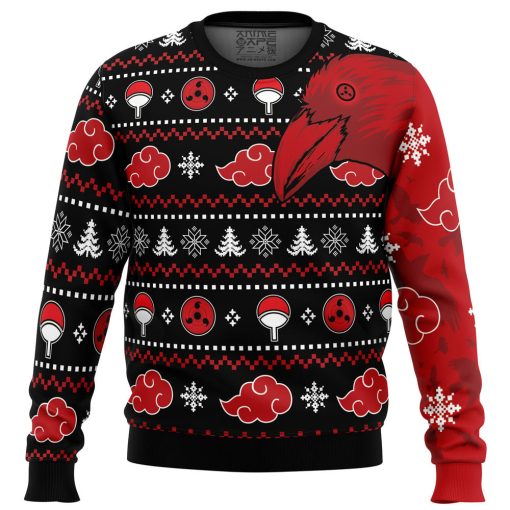 9Heritages 3D Anime Naruto Shippuden Akatsuki Itachi Symbolic Crows Custom Ugly Christmas Sweater