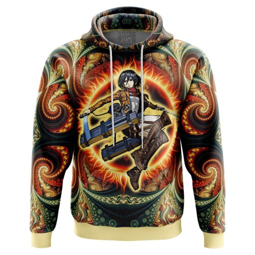 9Heritages 3D Anime Attack On Titan Trippy Mikasa Ackerman Custom Fandom Hoodie