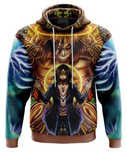 9Heritages 3D Anime Attack On Titan Trippy Eren Yeager Timeskip Custom Fandom Hoodie