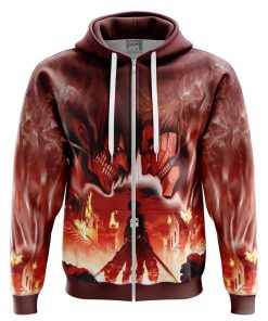 9Heritages 3D Anime Attack On Titan Burning Custom Fanodm Hoodie