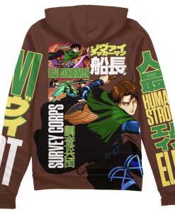 9Heritages 3D Anime Attack On Titan Levi Ackerman V3 Custom Fandom Hoodie