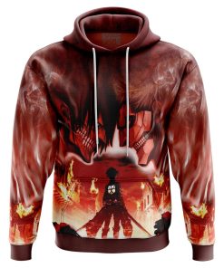 9Heritages 3D Anime Attack On Titan Burning Custom Fandom Hoodie