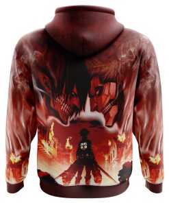 9Heritages 3D Anime Attack On Titan Burning Custom Fandom Hoodie