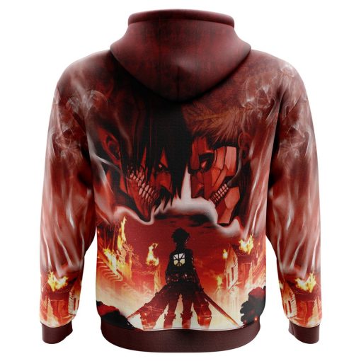 9Heritages 3D Anime Attack On Titan Burning Custom Fandom Hoodie