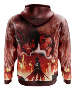 9Heritages 3D Anime Attack On Titan Burning Custom Fanodm Hoodie