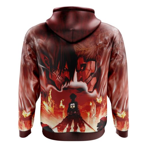 9Heritages 3D Anime Attack On Titan Burning Custom Fanodm Hoodie