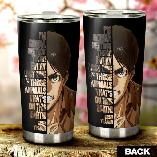 Eren Yeager Quotes Tumbler Cup Custom Attack On Titan Anime Car Accessories