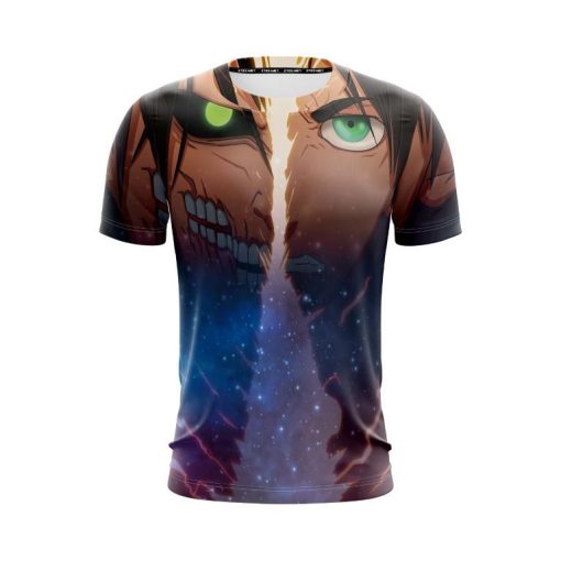 9Heritages 3D Anime Attack On Titan Eren Jaeger Half-Titan Form Custom Fandom T-Shirt