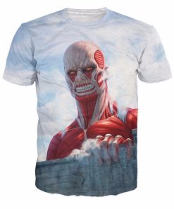 9Heritages 3D Anime Attack on Titan Giant Humanoid Colossus Titan Custom Fandom T-Shirt