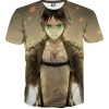 9Heritages 3D Anime Attack On Titan Serious Eren Yeager Custom Fandom T-Shirt