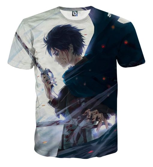 9Heritages 3D Anime Attack On Titan Eren Sadness Custom Fandom T-Shirt