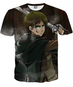 9Heritages 3D Anime Attack On Titan Eren Green Eyes Custom Fandom T-Shirt