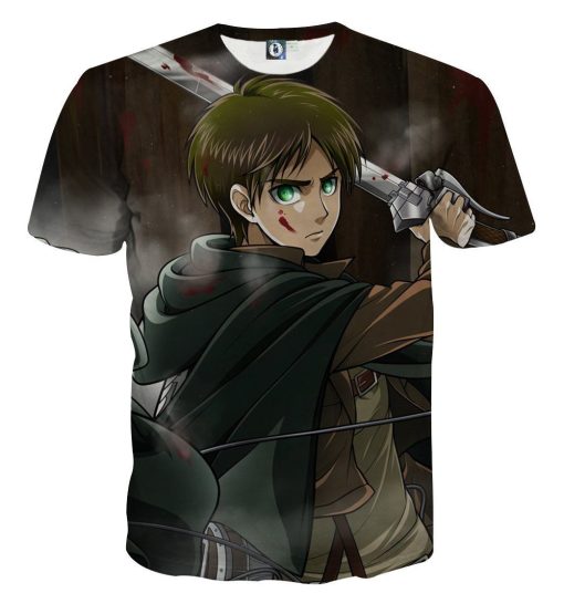 9Heritages 3D Anime Attack On Titan Eren Green Eyes Custom Fandom T-Shirt