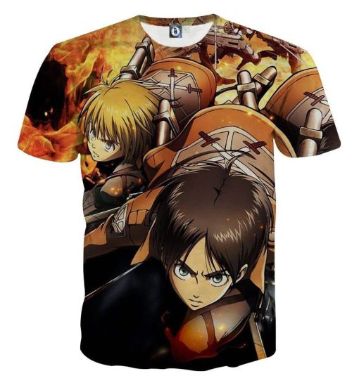 9Heritages 3D Anime Attack On Titan Eren Armin Fighter Custom Fandom T-Shirt