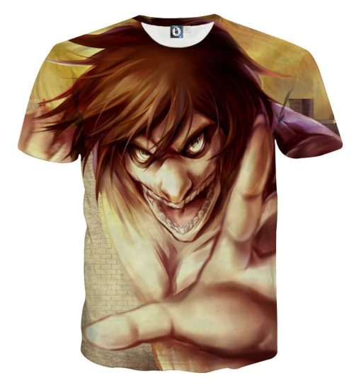 9Heritages 3D Anime Attack On Titan Eren The Aggressive Founding Titan Custom Fandom T-Shirt