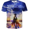 9Heritages 3D Anime Attack On Titan Lonely Eren Watching Sunset Custom Fandom T-Shirt