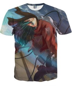 9Heritages 3D Anime Attack On Titan Mikasa Ackerman High Jump Custom Fandom T-Shirt