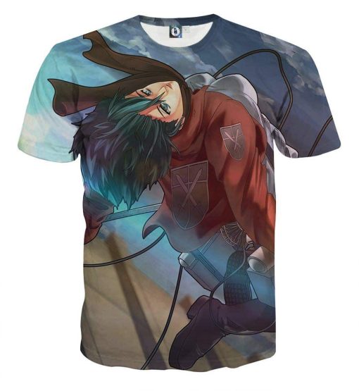 9Heritages 3D Anime Attack On Titan Mikasa Ackerman High Jump Custom Fandom T-Shirt