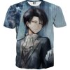 9Heritages 3D Anime Attack On Titan Levi Intimidating Eyes Custom Fandom T-Shirt