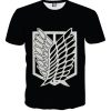 9Heritages 3D Anime Attack On Titan Survey Corps Symbol Custom T-Shirt