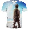 9Heritages 3D Anime Attack On Titan Eren On His Knees Custom Fandom T-Shirt