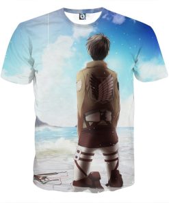 9Heritages 3D Anime Attack On Titan Eren On His Knees Custom Fandom T-Shirt