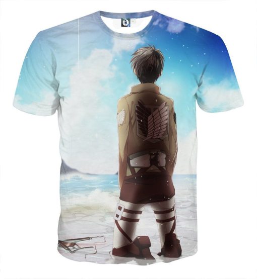 9Heritages 3D Anime Attack On Titan Eren On His Knees Custom Fandom T-Shirt