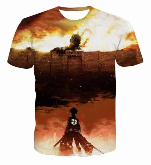 9Heritages 3D Anime Attack on Titan Enormous Walls Custom Fandom T-Shirt