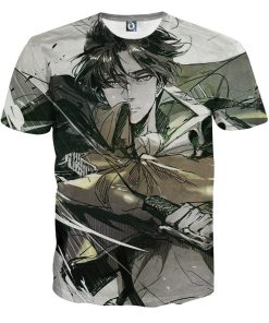 9Heritages 3D Anime Attack On Titan Captain Levi Hansome Custom Fandom T-Shirt