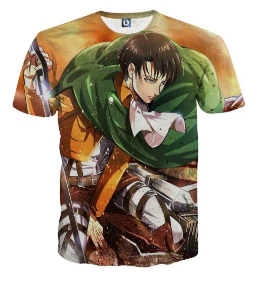 9Heritages 3D Anime Attack On Titan Levi Custom Fandom T-Shirt