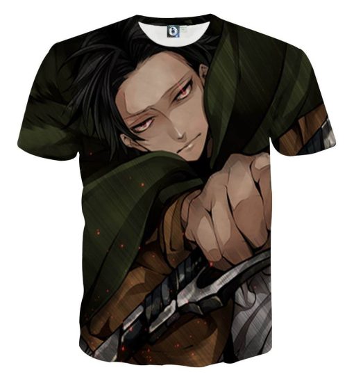 9Heritages 3D Anime Attack On Titan Levi Ackerman Killing Swag Custom Fandom T-Shirt