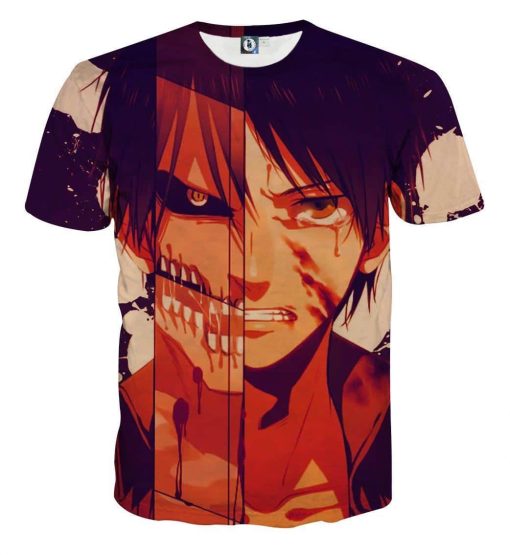 9Heritages 3D Anime Attack On Titan Eren Two Faces Custom Fandom T-Shirt