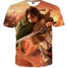 9Heritages 3D Anime Attack On Titan Levi Dual Blades Fighting Custom Fandom T-Shirt