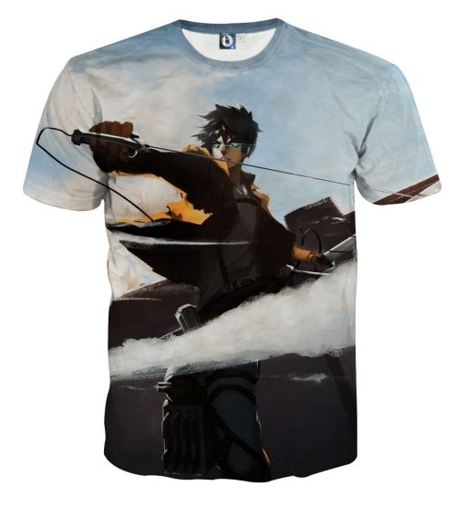 9Heritages 3D Anime Attack On Titan Soldier Eren Wielding Swords Custom Fandom T-Shirt