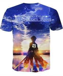 9Heritages 3D Anime Attack On Titan Lonely Eren Watching Sunset Custom Fandom T-Shirt