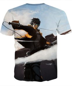 9Heritages 3D Anime Attack On Titan Soldier Eren Wielding Swords Custom Fandom T-Shirt