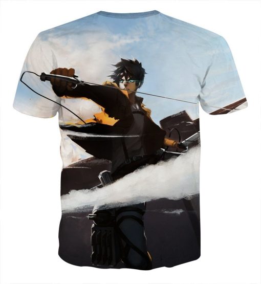 9Heritages 3D Anime Attack On Titan Soldier Eren Wielding Swords Custom Fandom T-Shirt