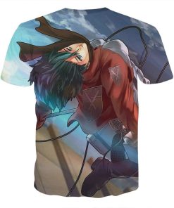 9Heritages 3D Anime Attack On Titan Mikasa Ackerman High Jump Custom Fandom T-Shirt