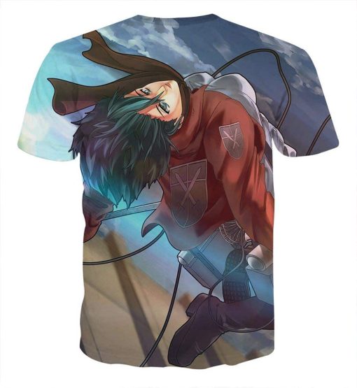 9Heritages 3D Anime Attack On Titan Mikasa Ackerman High Jump Custom Fandom T-Shirt