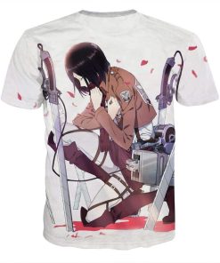 9Heritages 3D Anime Attack On Titan Mikasa Praying Custom Fandom T-Shirt
