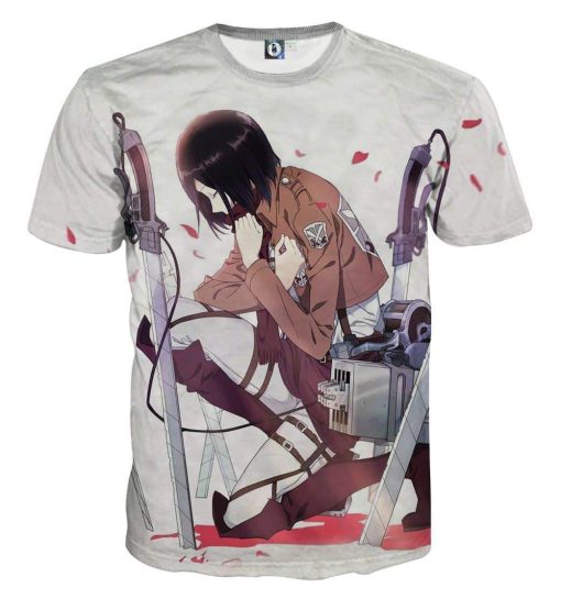 9Heritages 3D Anime Attack On Titan Mikasa Praying Custom Fandom T-Shirt