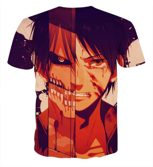 9Heritages 3D Anime Attack On Titan Eren Two Faces Custom Fandom T-Shirt