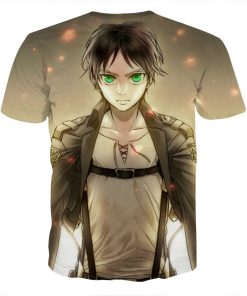 9Heritages 3D Anime Attack On Titan Serious Eren Yeager Custom Fandom T-Shirt