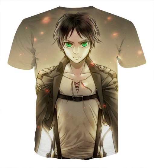 9Heritages 3D Anime Attack On Titan Serious Eren Yeager Custom Fandom T-Shirt