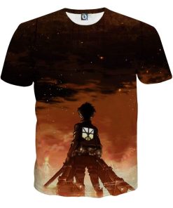 9Heritages 3D Anime Attack On Titan Eren In Of The Fire Custom Fandom T-Shirt