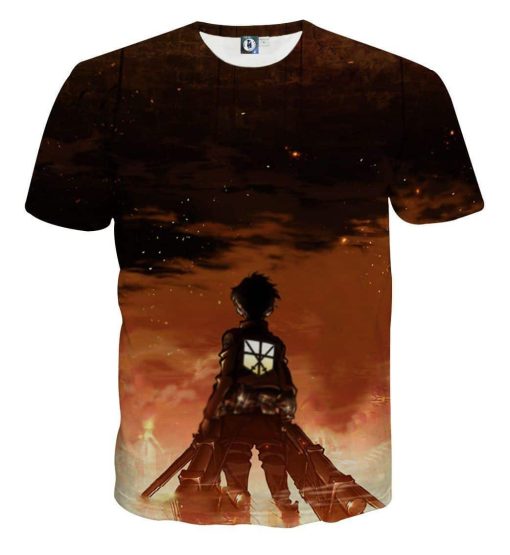 9Heritages 3D Anime Attack On Titan Eren In Of The Fire Custom Fandom T-Shirt