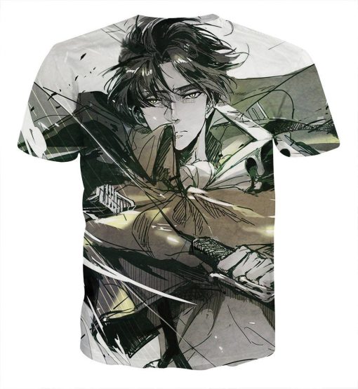 9Heritages 3D Anime Attack On Titan Captain Levi Hansome Custom Fandom T-Shirt