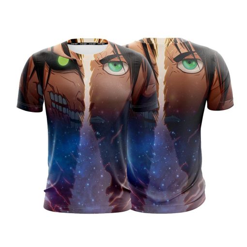 9Heritages 3D Anime Attack On Titan Eren Jaeger Half-Titan Form Custom Fandom T-Shirt