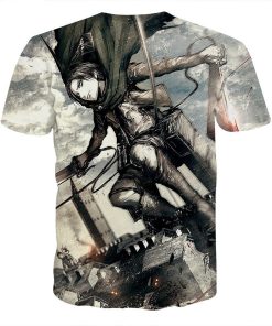 9Heritages 3D Anime Attack On Titan Levi Dual Blades Jumping Custom Fandom T-Shirt