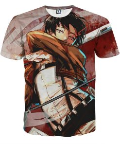 9Heritages 3D Anime Attack On Titan Captain Levi Sketch Custom Fandom T-Shirt